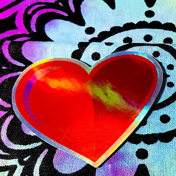 Red Heart Metallic Prismatic Reflective Single Decor Sticker - Picture 2 of 11